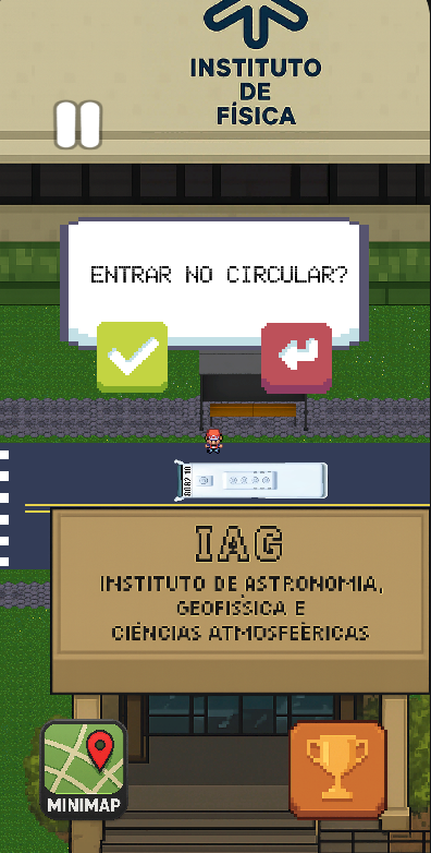 Personagem aguardando o circular